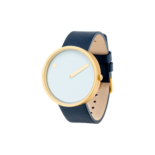 PICTO Wrist Watch, light blue/matt gold/midnight blue, Picto