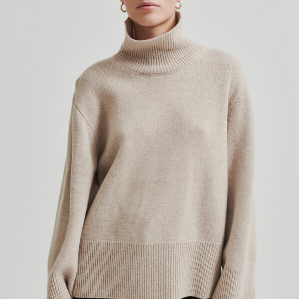 Alpha Knit T-Neck, pumice stone, Second Female