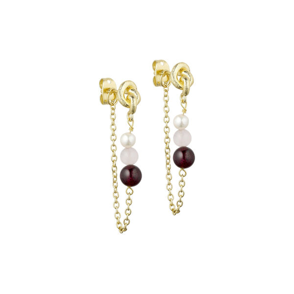Anais chain earrings, red, Pure by Nat