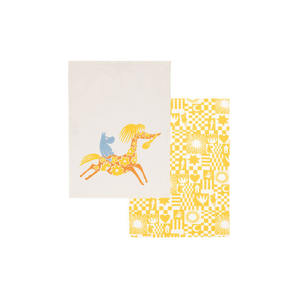 Moomin kitchen towel set Party, yellow, Moomin Arabia