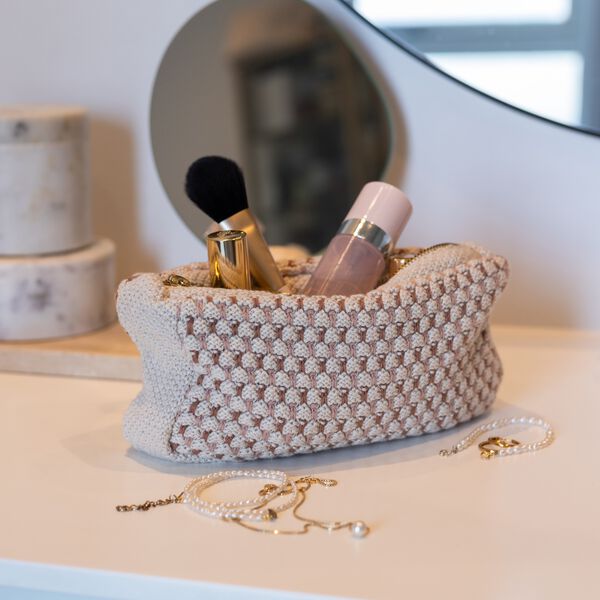 Knitted Clutch Multi, beige-rose-brown Knitted Clutch Multi, beige-rose-brown, By LOHN