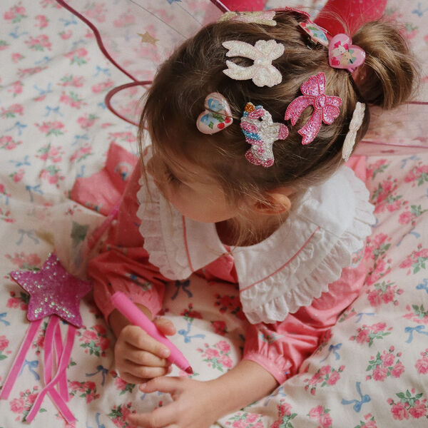 2 Pack Unicorn Beaded Hair Clips, unicorn, Konges Sl&oslash;jd