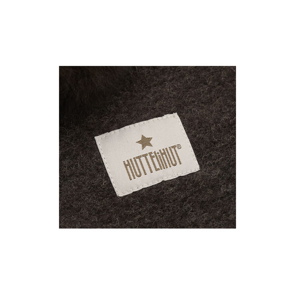 Balaclava Wool Alpaca Pompoms, dark brown melange, HUTTEliHUT