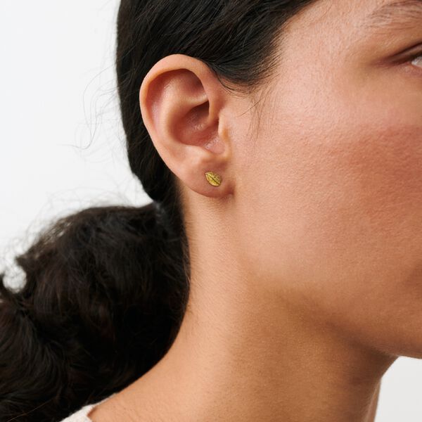 Elm Leaf Earsticks, gold plated, Pernille Corydon Jewellery