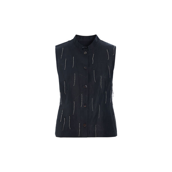 Airy linen beaded waistcoat, black, BITTE KAI RAND