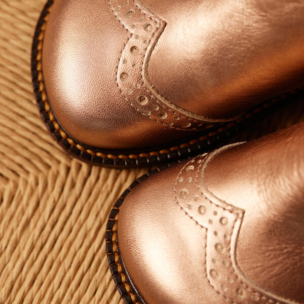 Chelsea-Stiefelette mit Brogue-Lochmuster, Bronze-Metallic/Cognac, ANGULUS