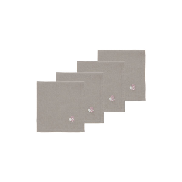 Christmas Hearts Embroidery Cloth Napkins, rose, Södahl