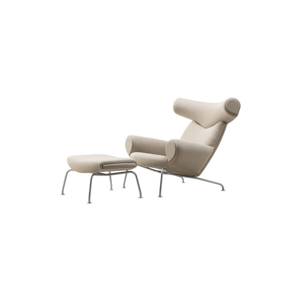 Wegner Ox Chair | Warm Grey | Lounge Chair + Ottoman, Fredericia Furniture
