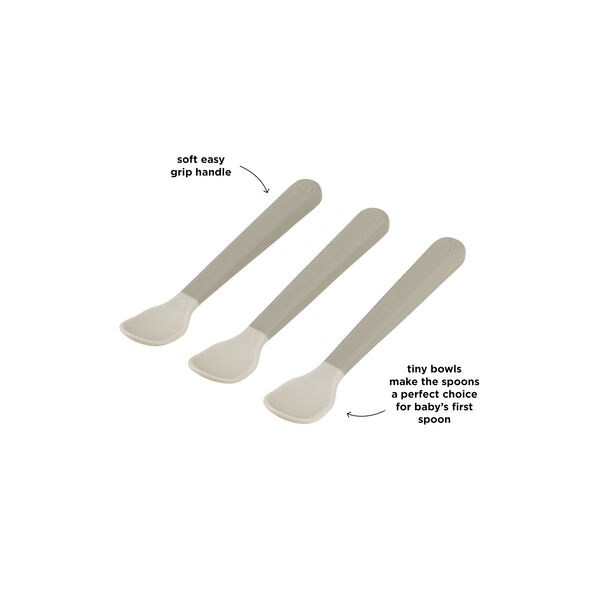 Foodie Easy-grip Babylöffel 3er-Pack, sand, Done by Deer