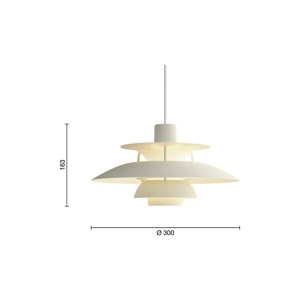 PH 5 Mini Monochrome Pendant, monochrome pale pewter, Louis Poulsen