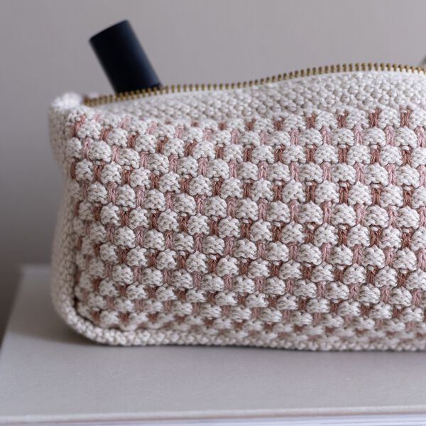 Knitted Clutch Multi, beige-rose-brown Knitted Clutch Multi, beige-rose-brown, By LOHN