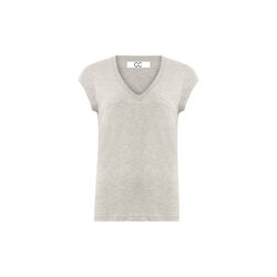 CC Heart Basic-T-Shirt mit V-Ausschnitt, light grey melange, Coster Copenhagen