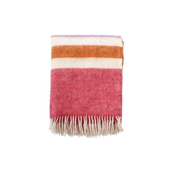 Gotland stripe blanket, cerise, Klippan Yllefabrik