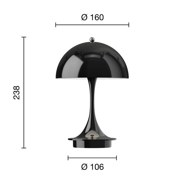 Panthella 160 Portable Table Lamp, opaque black, Louis Poulsen
