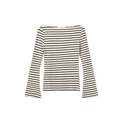 CeceSW Langarm-T-Shirt mit U-Boot-Ausschnitt, white black striped, Sofie Schnoor