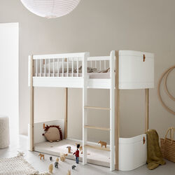 Wood Mini+ Low Loft Bed 68x162 cm, white/oak, Oliver Furniture