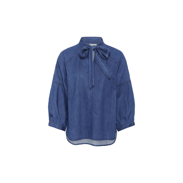 SassiPW Shirt l/s, medium dark blue denim, Part Two