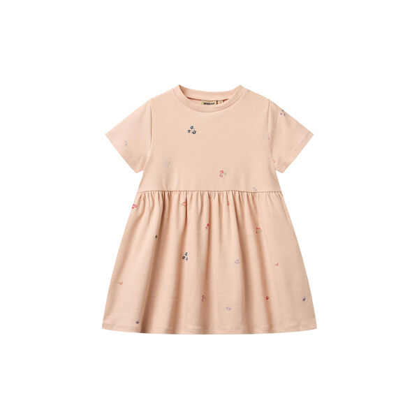 Jersey Dress Anna, rose flowers, Wheat