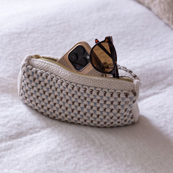 Knitted Clutch Multi, beige-blue-brown Knitted Clutch Multi, beige-blue-brown, By LOHN