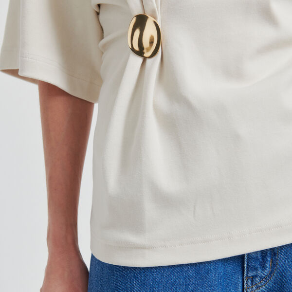 Enora Broschen-T-Shirt, soft beige, Second Female