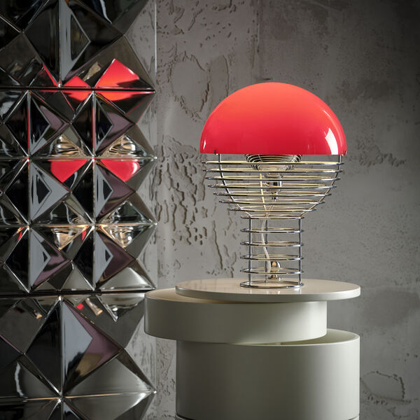 Draht-Tischlampe, rot, Verpan