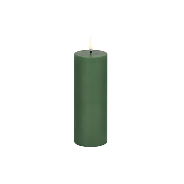LED pillar candle, olive green, Uyuni Lighting