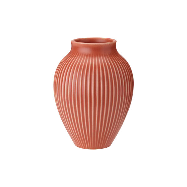 Knabstrup Vase geriffelt, coral, Knabstrup Keramik