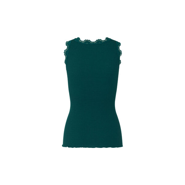 Silk Top w/ Lace , dark teal, Rosemunde