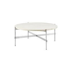 TS Couchtisch &Oslash; 80, neutralwei&szlig;er Travertin/Stahl, GUBI