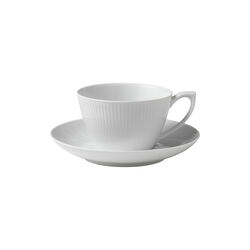 Wei&szlig; Gerippt Tasse und Untertasse, 28 cl, Royal Copenhagen