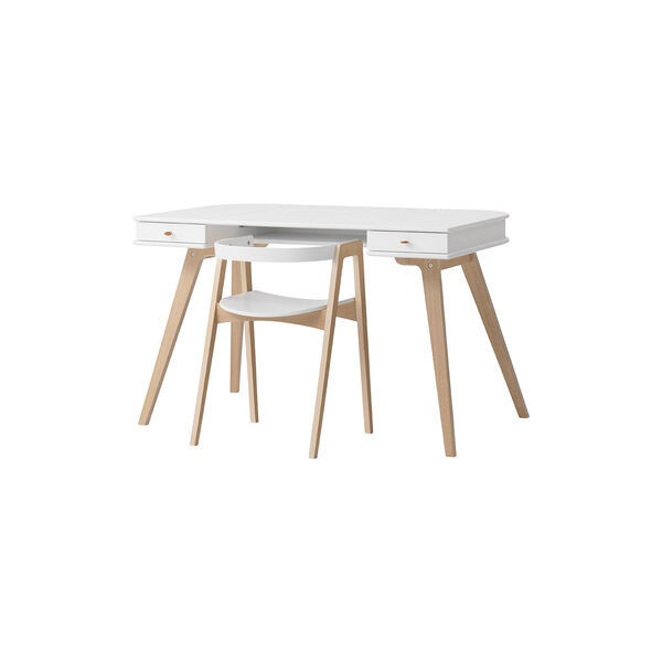 Wood Desk 72,6 cm & Armchair Set, white/oak, Oliver Furniture