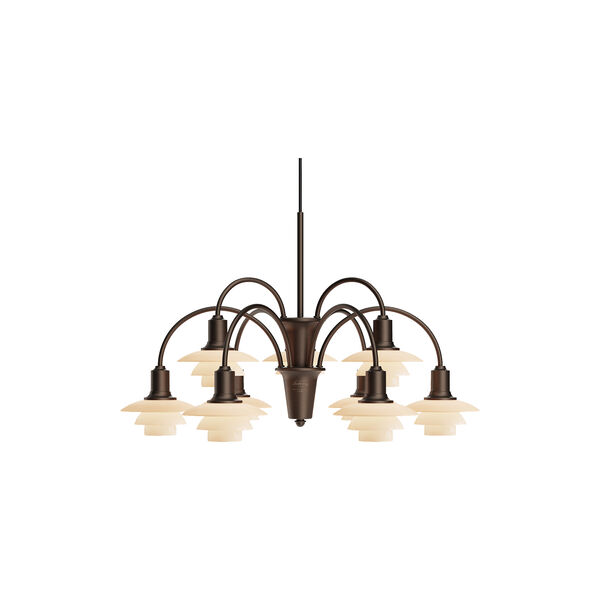 PH 1/1 Chandelier Centenary Edition 9-Armed, aged brass/dusty terracotta, Louis Poulsen
