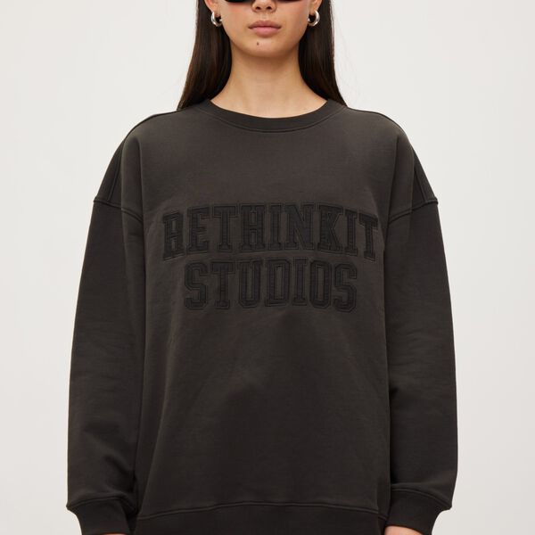 Sweat Shirt Logo, almost black, Rethinkit