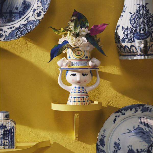 Dame mit Hut Vase, blau, Bj&oslash;rn Wiinblad