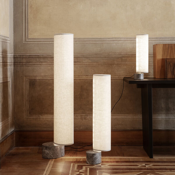 Unbound Stehleuchte, grauer Marmor/Canvas, GUBI