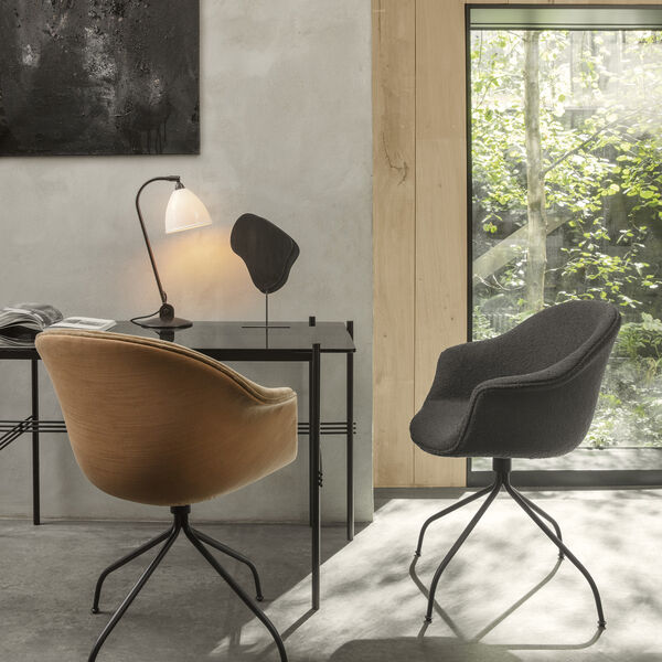 TS Schreibtisch, schwarzer Marquina-Marmor/schwarz, GUBI