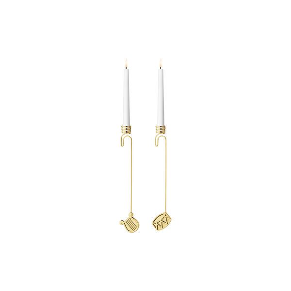 2026 Christmas Candleholder Drum/Harp, gold, Georg Jensen