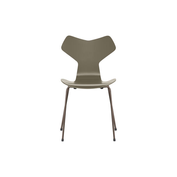 Grand Prix&trade; 3130 volllackierter Stuhl, olive green/brown bronze, Fritz Hansen