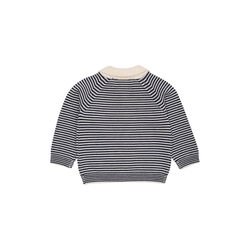 Merino Striped Blouse w. Collar, cream/navy stripe, Copenhagen Colors Organics