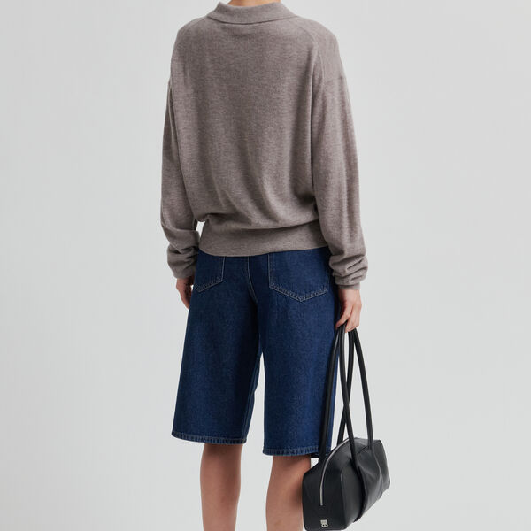 Claro Strick-Poloshirt, mid brown melange, Second Female