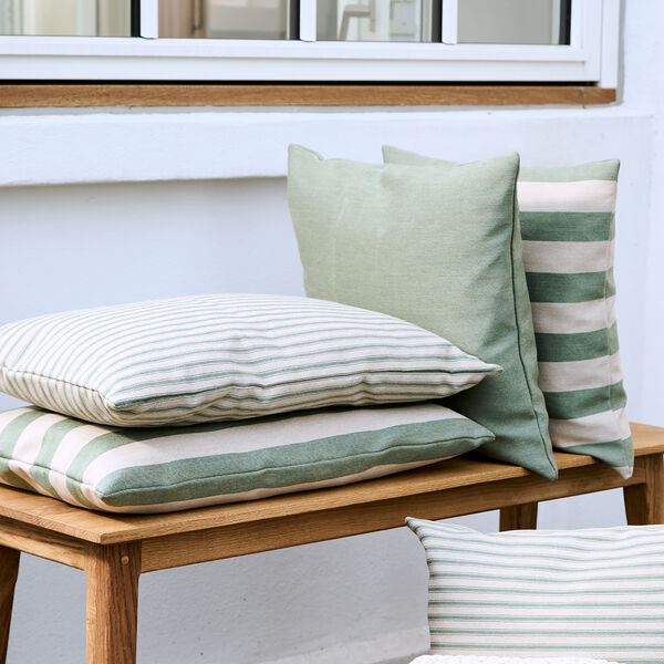 Outdoor Fine Stripe Kissen, green, Compliments