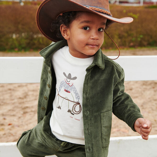 Langarm-T-Shirt mit Cowboy-Print und Stickerei, cream, Copenhagen Colors Organics