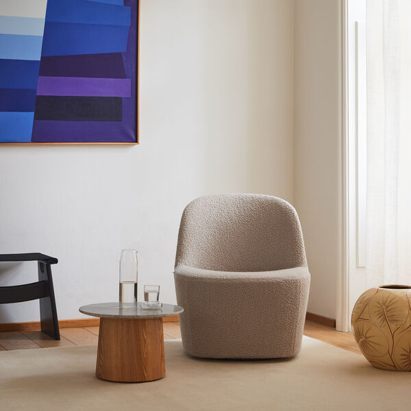 Niveau Couchtisch &Oslash; 45 cm, Tundra Grey/ge&ouml;lte Esche, Fredericia Furniture