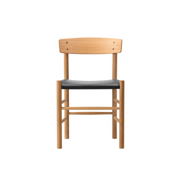 J39 Mogensen sitzgepolsterter Stuhl, Eiche ge&ouml;lt/Omni 301 black, Fredericia Furniture