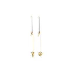 2025 Kerzenhalter-Set Herz & Spitzt&uuml;te, gold, Georg Jensen