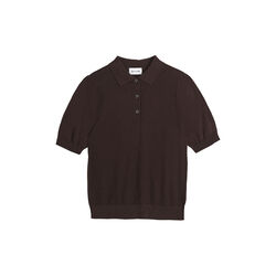 5445 WW - Retro-Polo mit Puff&auml;rmeln, dark brown, SAND Copenhagen
