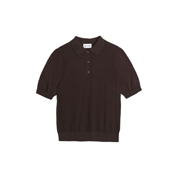 5445 WW - Retro-Polo mit Puff&auml;rmeln, dark brown, SAND Copenhagen