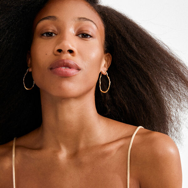 TIMBER hoop ohrringe, vergoldet, Pilgrim