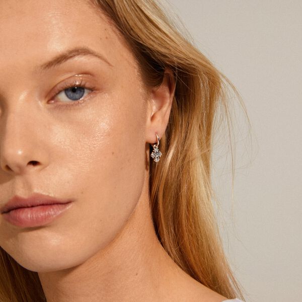 Dagmar Huggie Hoop Earrings, silver, Pilgrim
