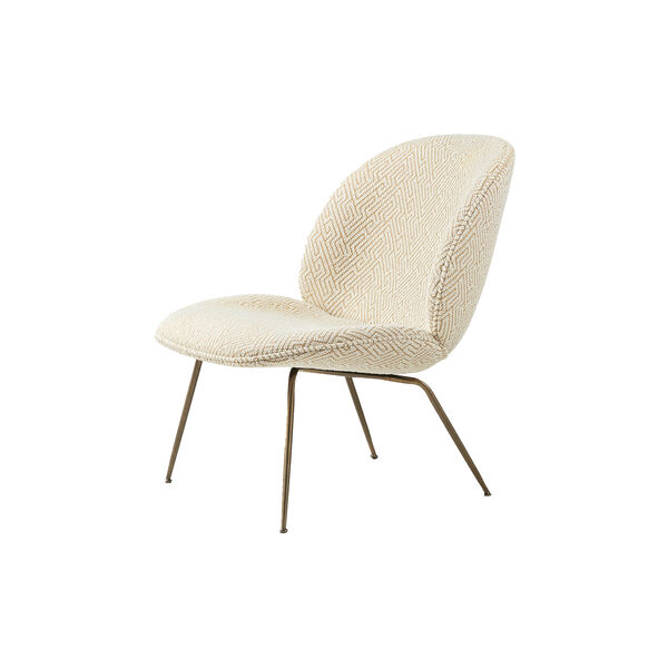 Beetle Lounge Chair vollst&auml;ndig gepolstert, Dora Boucl&eacute; 0002/Antikmessing, GUBI